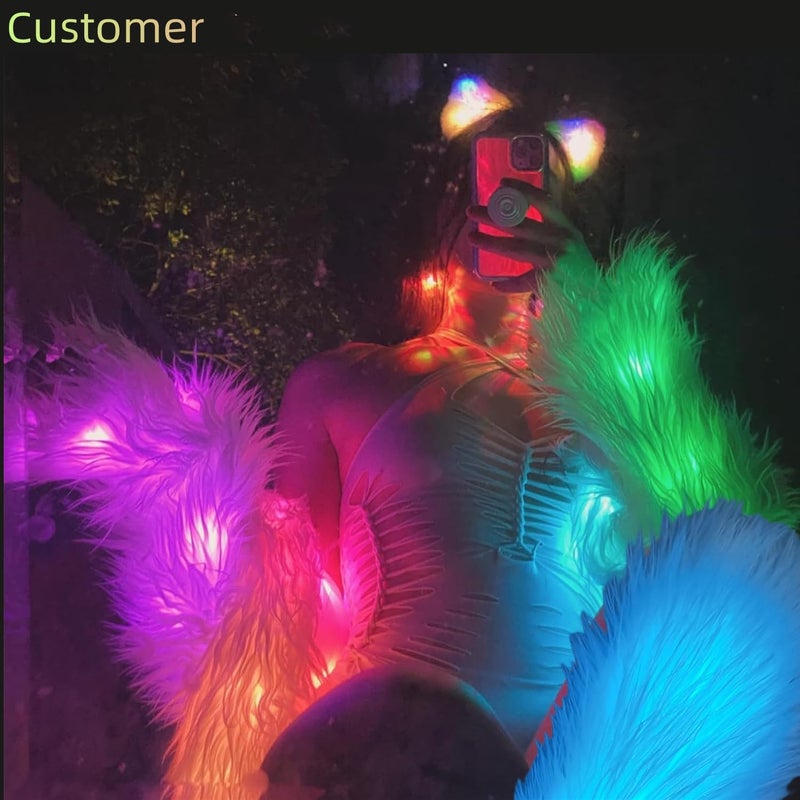 SHINYOU Women Faux Fur Jacket LED Light Up Jacket Halloween Chirstmas Music Festival Gift Winter Night Out Coat Plus Size¡­ - Image 3